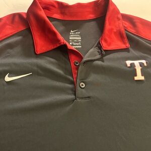 Texas Rangers Baseball Polo Style XXL Shirt Nike Dri-FIT Gray and Red